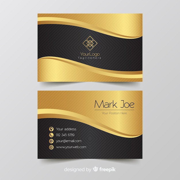 Vector business card template golden details