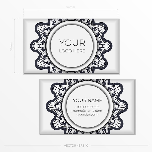 Шаблон визитной карточки в черно-белом цвете с абстрактными узорами готовый к печати дизайн визитной карточки с орнаментом монограммы