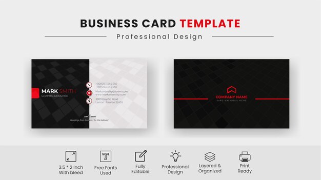 Vector a business card template is shown with a black background and the words business card template