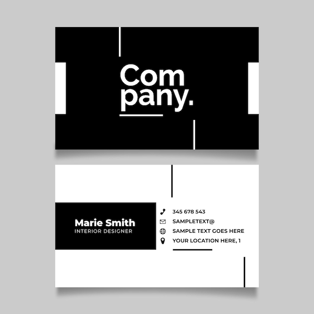 Vector business card template in monochrome