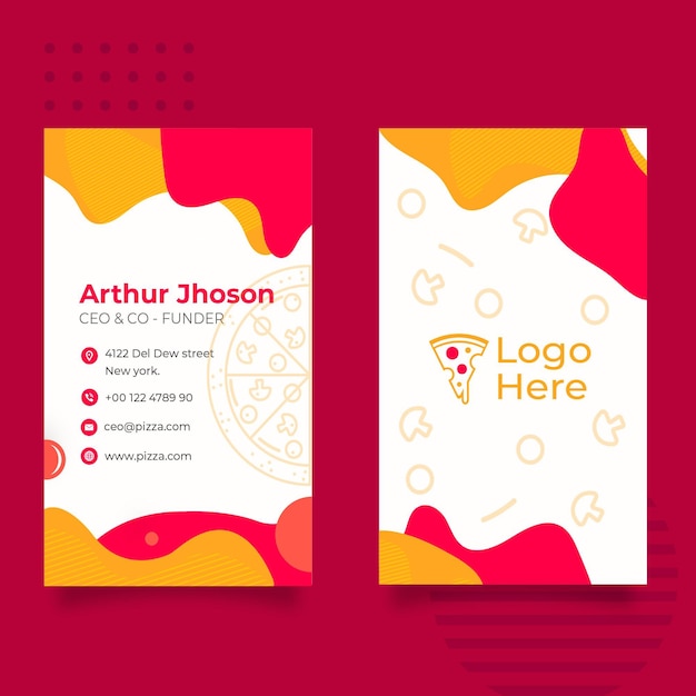 Business card template for pizza restaurant