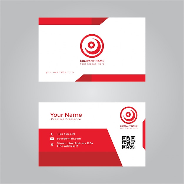 Vector business card template red simple