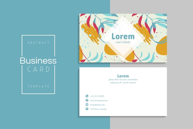 business card template set with colorful flowers