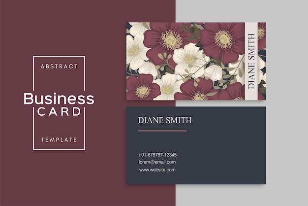 Business card template set with colorful flowers