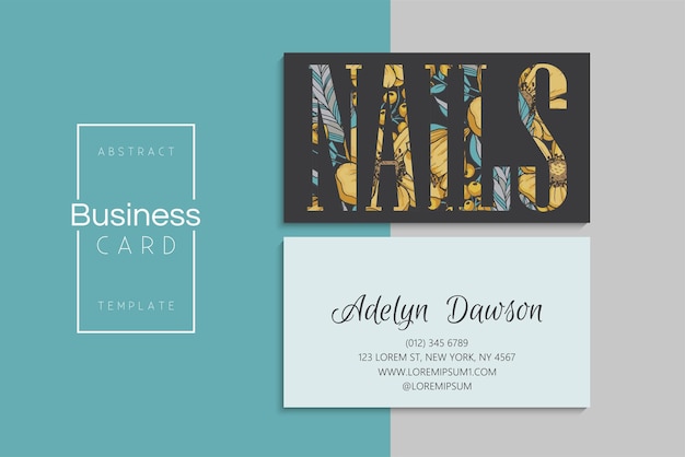 business card template set with colorful flowers