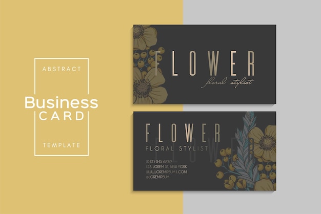 Business card template set with colorful flowers