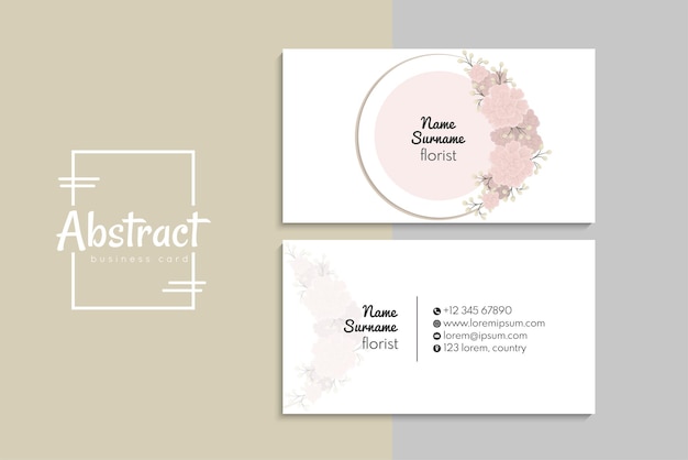 Vector business card template set with colorful flowers