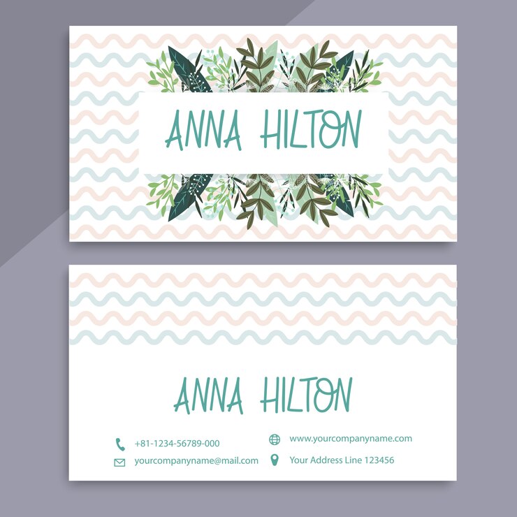 Vector business card template set with flowers