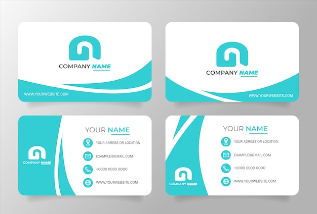 Vector business card template tosca white. modern vector design