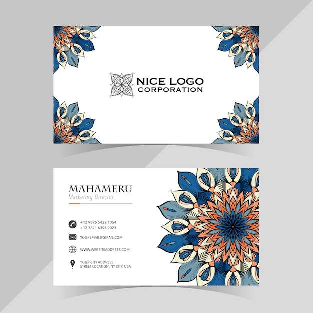 business card template with abstract flower