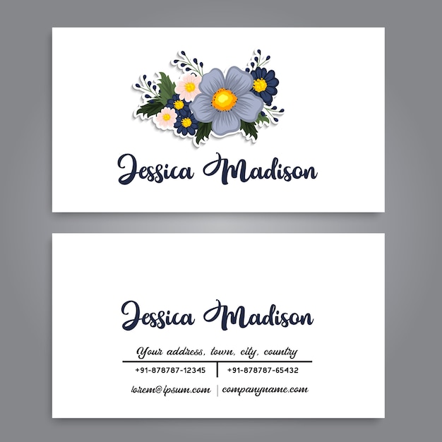 Business card template with beautiful flower