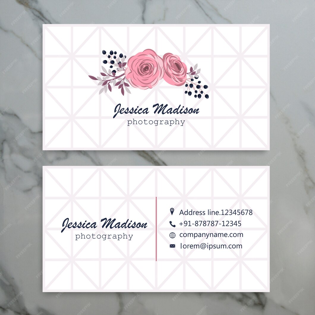 Premium Vector | Business card template with beautiful flowers