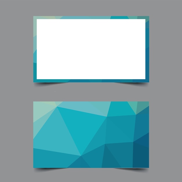 Business Card Template With Blue Low Poly Pattern Isolated On Transparent Background