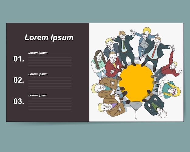 Business card template with business people in circle