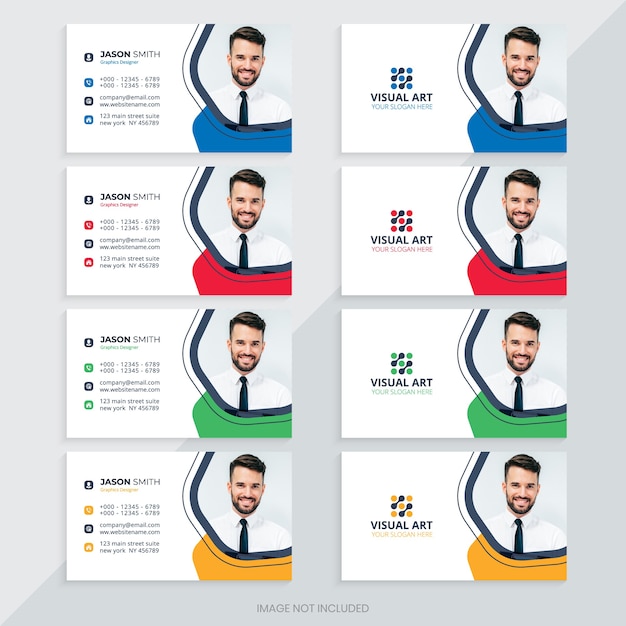 Business card template with different colors