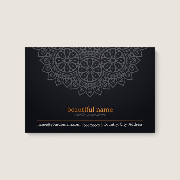 Business card template with ethnic mandala design