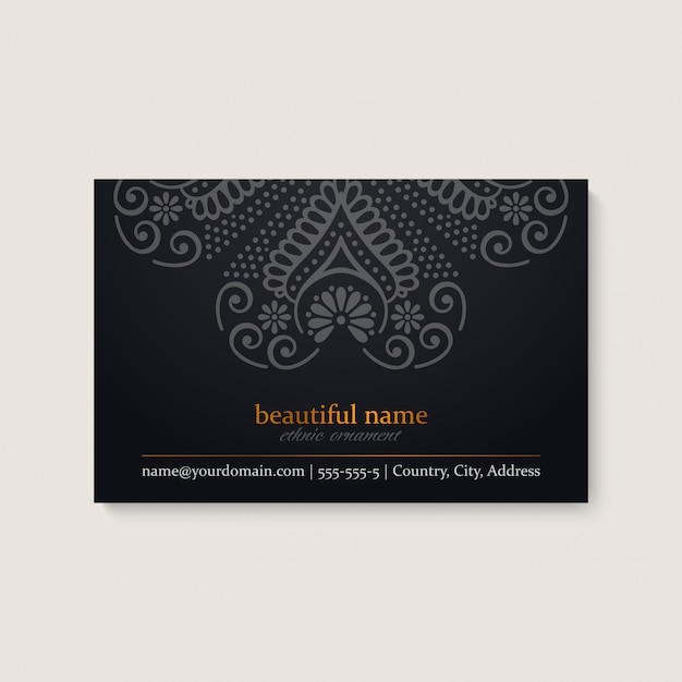 Business card template with ethnic mandala design