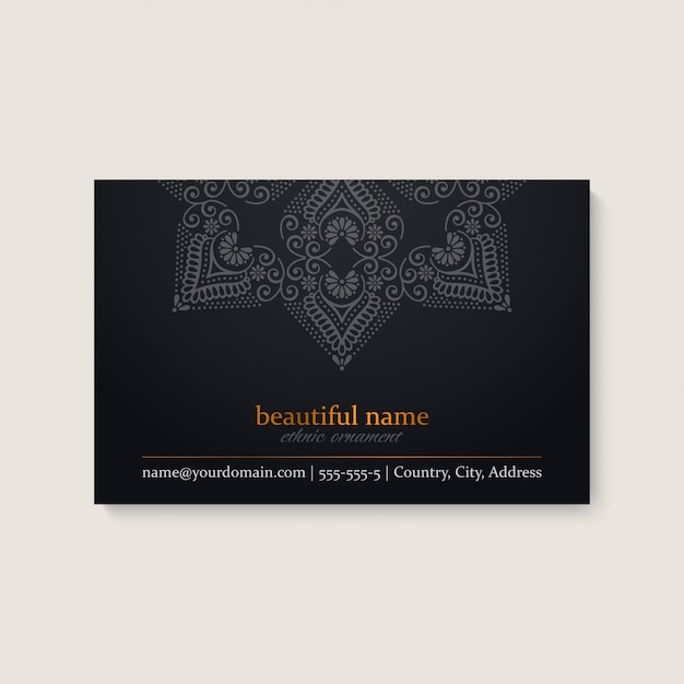 Business card template with ethnic mandala design