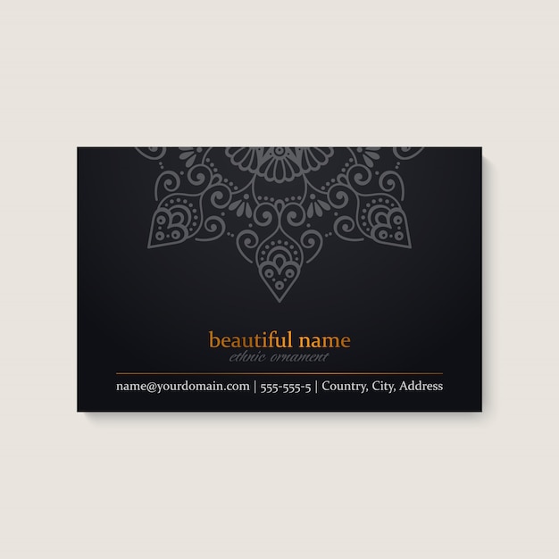 Business card template with ethnic mandala design