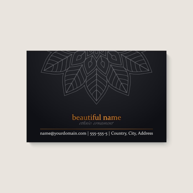 Business card template with ethnic mandala design