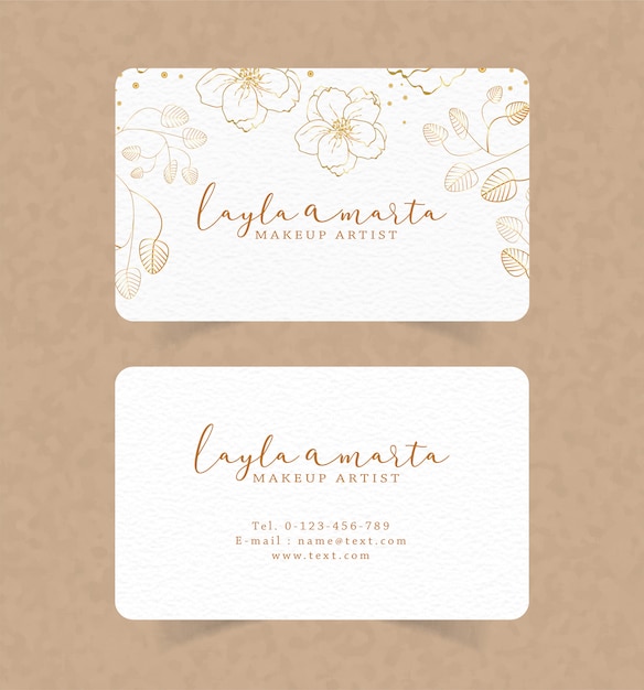 Vector business card template with floral watercolor background