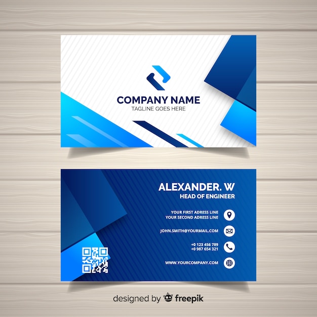 Business card template with geometric shapes