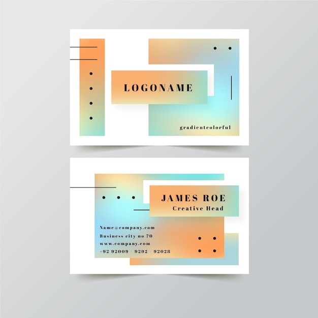 Vector business card template with gradient colors