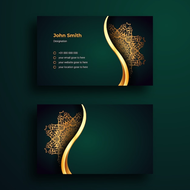 Vector business card template with luxury mandala arabesque background