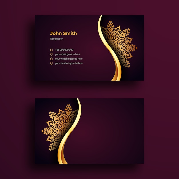 Business card template with luxury mandala arabesque background