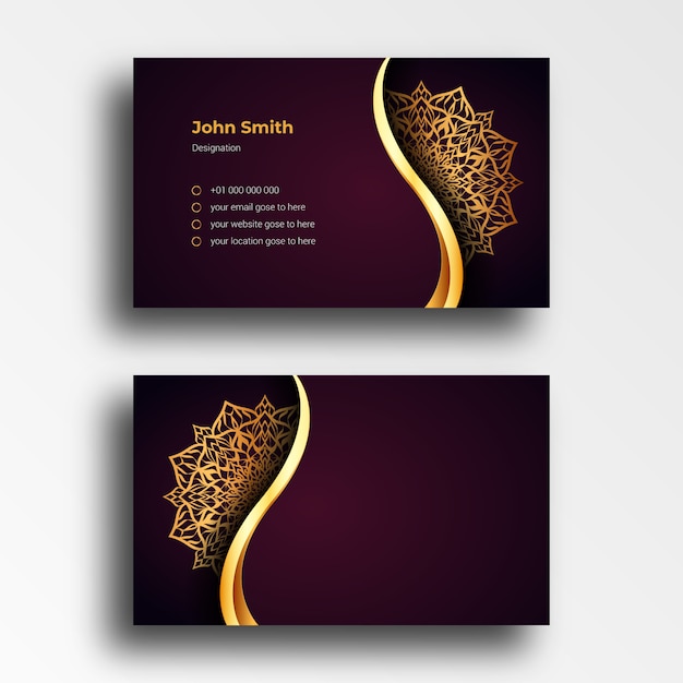 Business Card Template With Luxury Mandala Arabesque Background