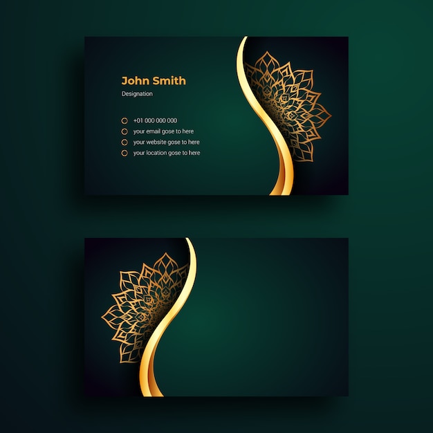 Vector business card template with luxury mandala arabesque background