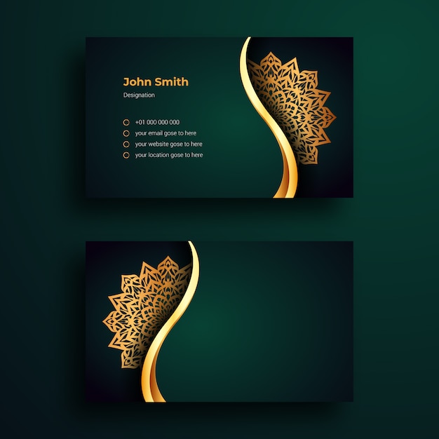 Business Card Template With Luxury Mandala Arabesque Background