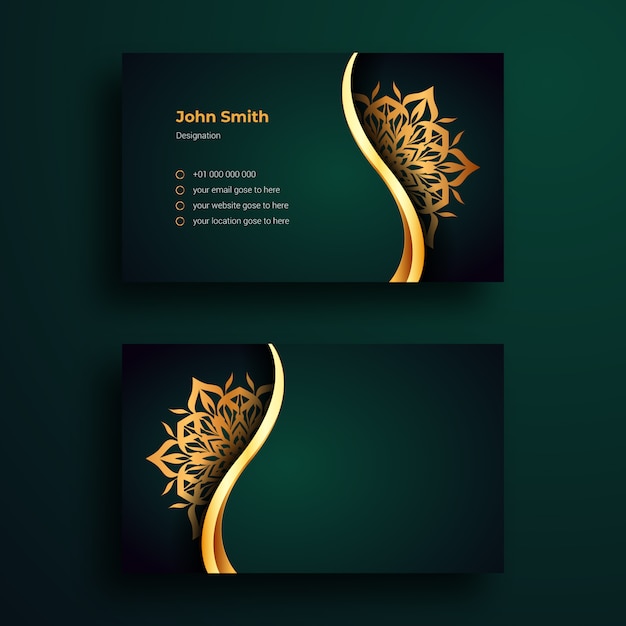 Business Card Template With Luxury Mandala Arabesque Background