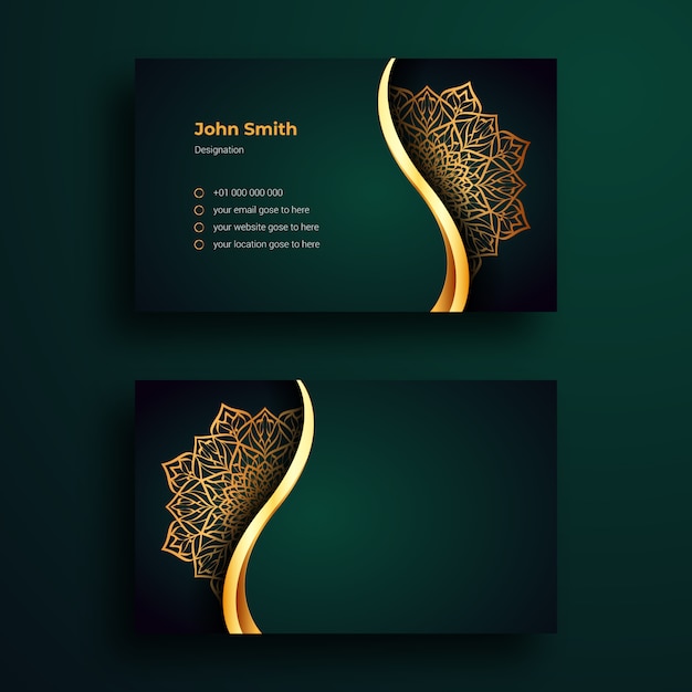 Business Card Template With Luxury Mandala Arabesque design 