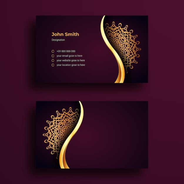 Business Card Template With Luxury Mandala Arabesque design 
