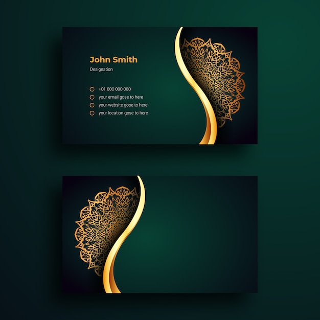 Business Card Template With Luxury Mandala Arabesque design 