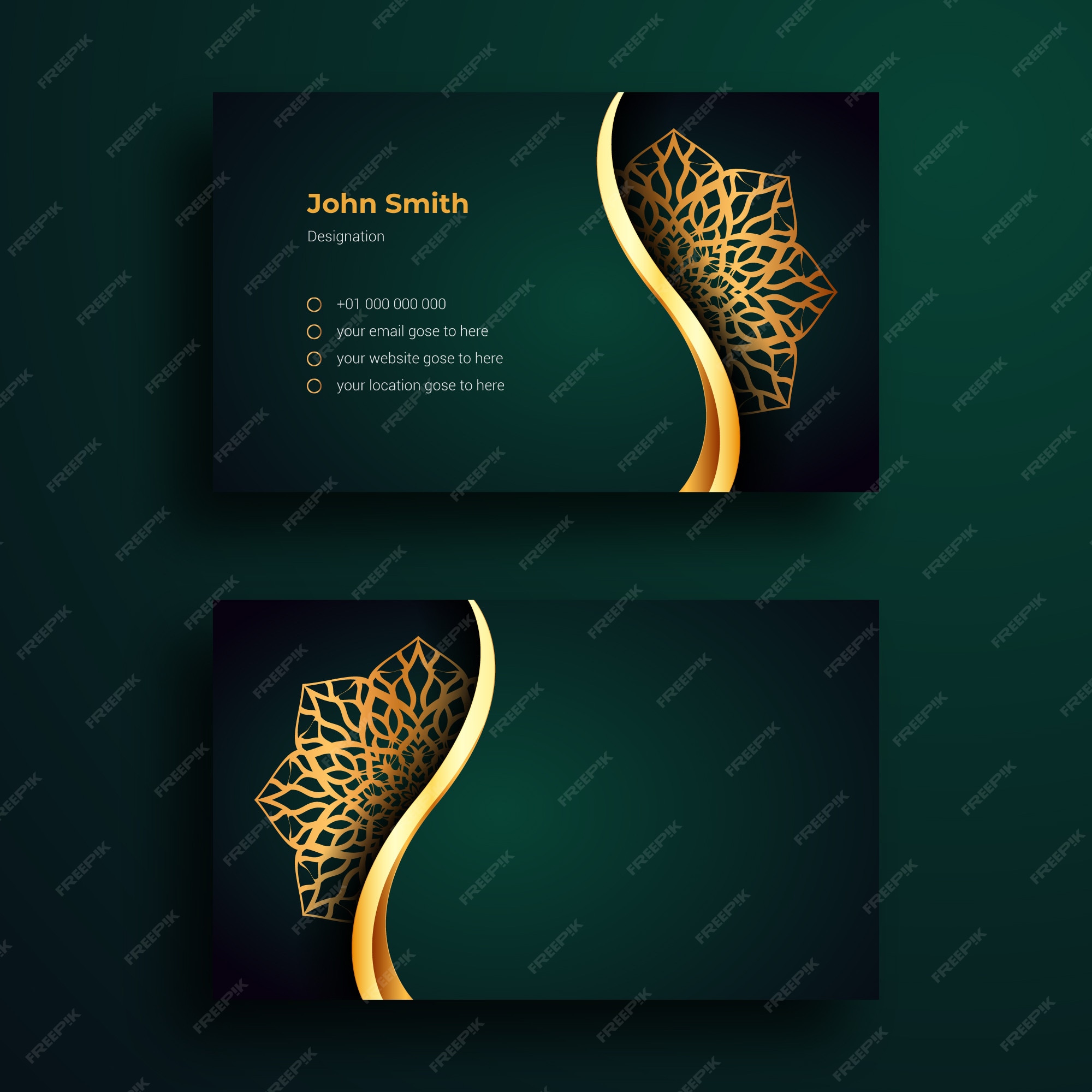 Premium Vector | Business card template with mandala arabesque design