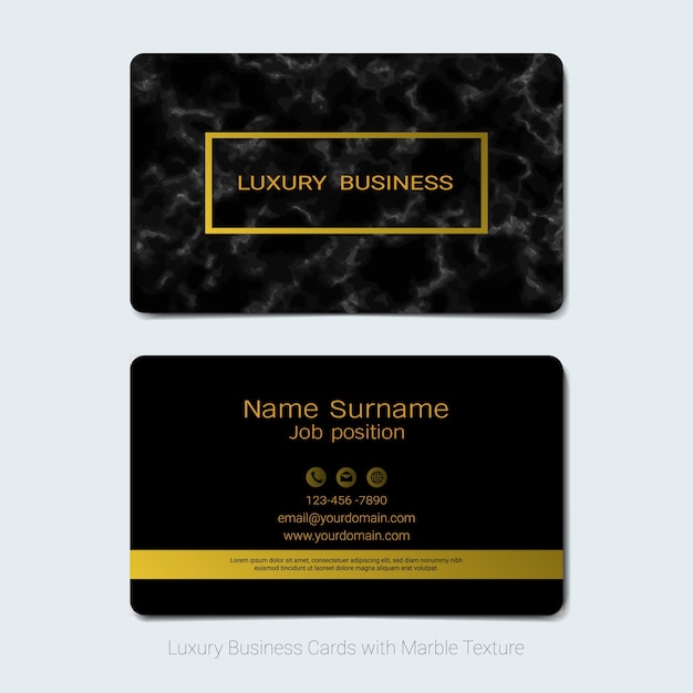 Vector business card template with marbling texture