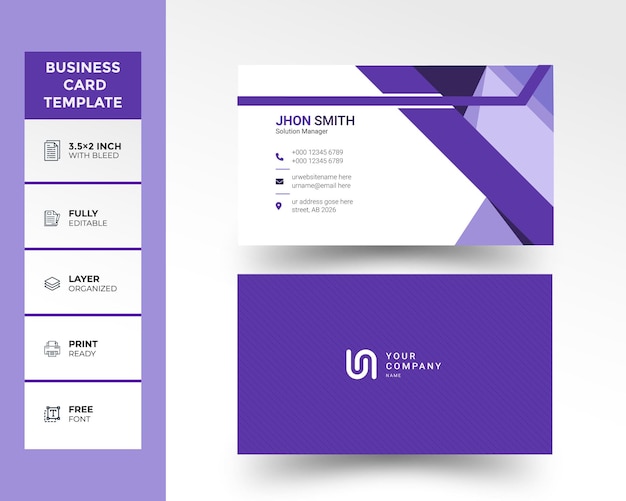 Vector business card template with minimal creative elegant abstract shapes