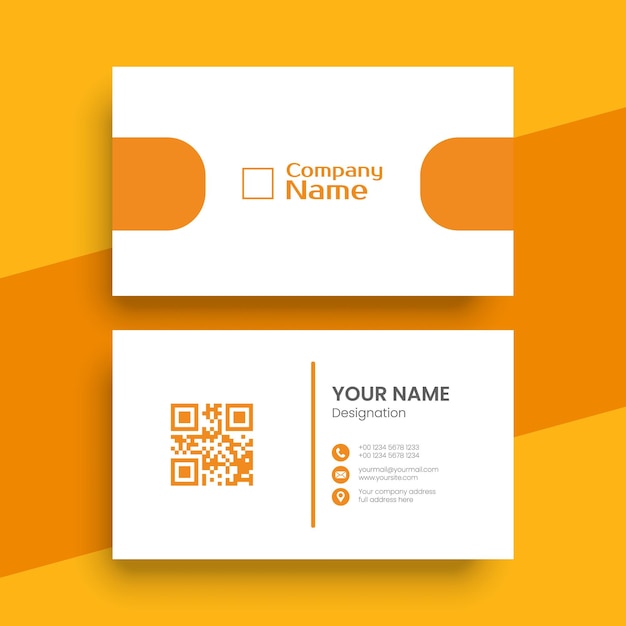 Business card template with a qr code on the top