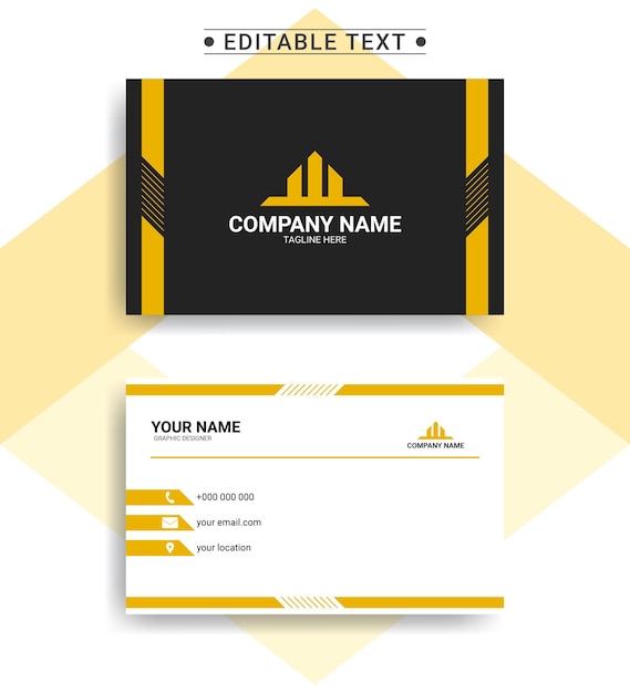 business card template with yellow line