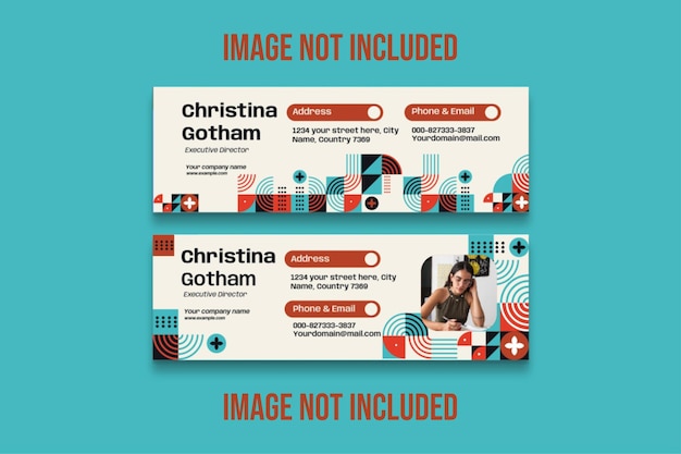 A business card that says'image not included'on it