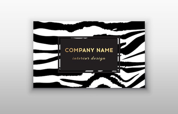 Business card trendy zebra and tiger pattern