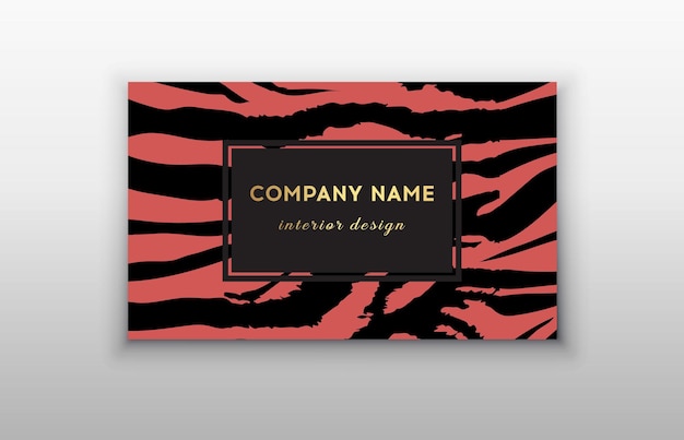 Vector business card trendy zebra and tiger pattern