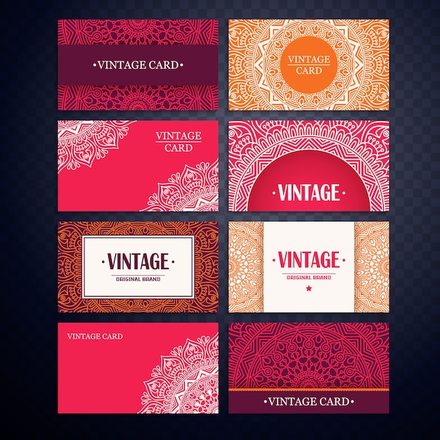 Business card vintage decorative elements hand drawn background