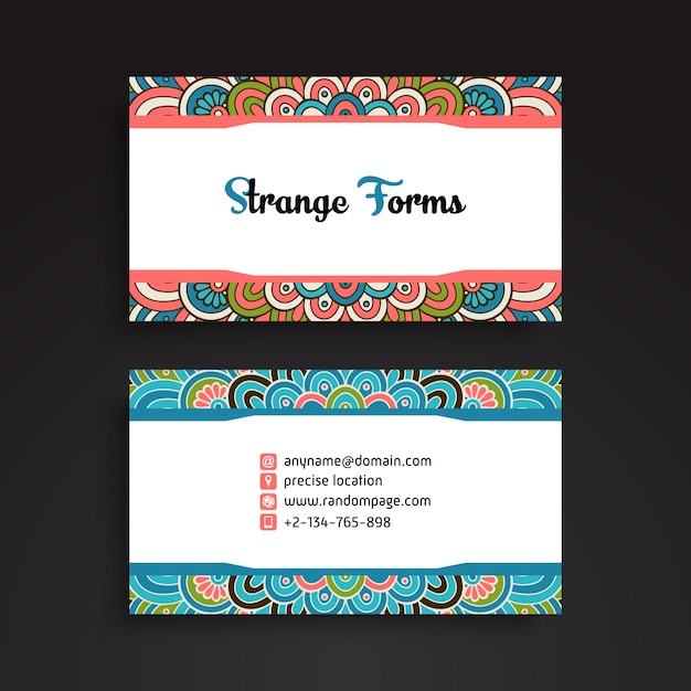 Business card. vintage decorative elements. ornamental floral business cards or invitation with mandala