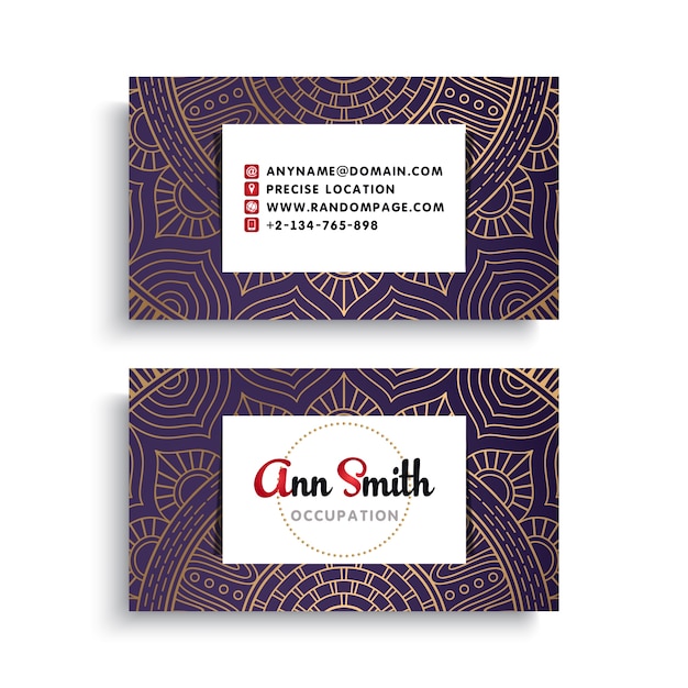 Business card. vintage decorative elements. ornamental floral business cards or invitation with mandala