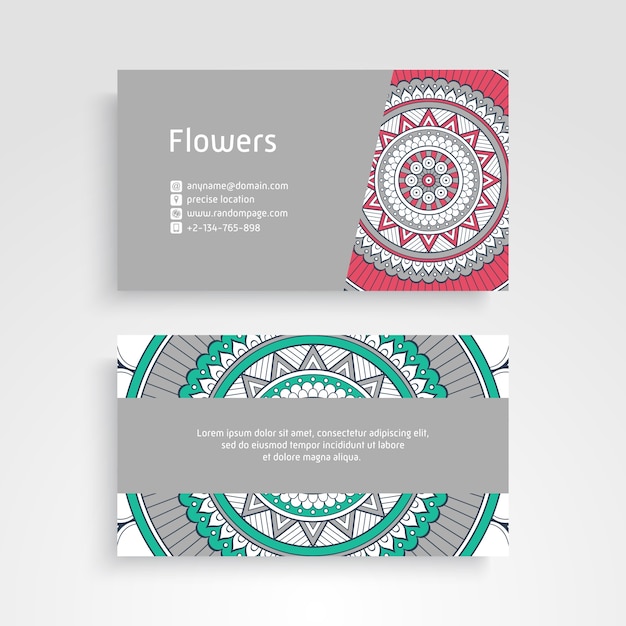 Business card. vintage decorative elements. ornamental floral business cards or invitation with mandala