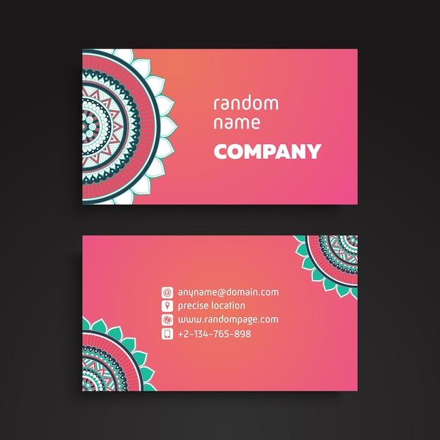 Business card. vintage decorative elements. ornamental floral business cards or invitation with mandala
