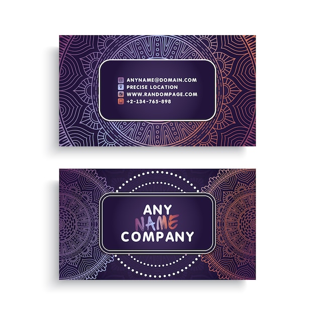 Business card. vintage decorative elements. ornamental floral business cards or invitation with mandala